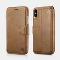 iPhone Xs Max - iCarer Echtleder Flip-Wallet-Etui - abnehmbar - 2 in 1, braun (RIXS07-BN) – Bild 1