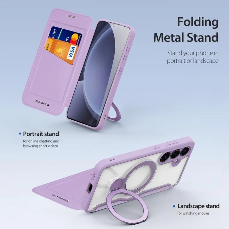 Samsung Galaxy S25 Ultra - Dux Skin X Pro Serie mit 360 Grad Ring Stand, Violett – 3