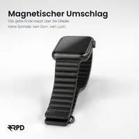RPD Aurum Lederarmband Magnet Premium für Apple Watch 38/40/41/42mm - Schwarz – Bild 3