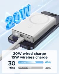 Joyroom JR-PBM01 - 20W Magnetic Wireless Powerbank with integrated cable & kickstand, 10.000mAh, white – Bild 7