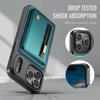 iPhone 17 Pro - Jeehood Magsafe Case, magnetic wallet and stand function, zipper, green – Bild 9
