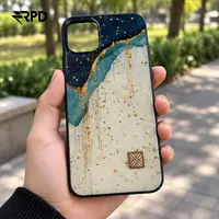 iPhone 14 Plus - TC Case D52 Hülle Golden Wave, Blau-Weiss mit goldenen Akzenten – Bild 4