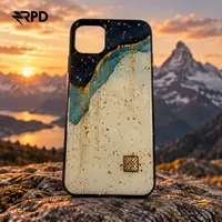 iPhone 14 Plus - TC Case D52 Hülle Golden Wave, Blau-Weiss mit goldenen Akzenten – Bild 5