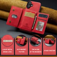 iPhone 13 Mini - DG.MING Back Case, aspect cuir, porte-cartes & fermeture magnétique, Housse de protection, Rouge – Bild 9