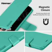 Google Pixel 10 Pro XL - Hanman Mill Flip Case mit 3 Kartenfächern, Türkis – Bild 5