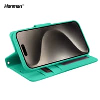 Apple iPhone 11 Pro - Hanman Mill Flip Case with 3 card slots, turquoise – Bild 5