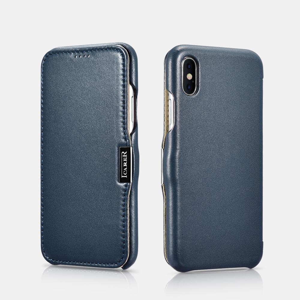 iPhone Xs max - iCarer Luxury Series Flip Case blau RIXS04