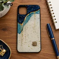 iPhone 14 Plus - TC Case D52 Hülle Golden Wave, Blau-Weiss mit goldenen Akzenten – Bild 6