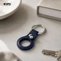 AirTag Schlüsselanhänger - RPD Echtleder-Schlaufe mit Druckknopf, Dunkelblau – Bild 3