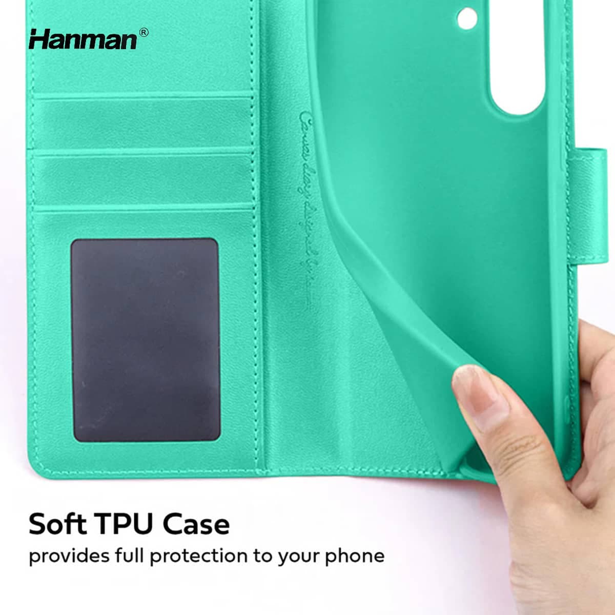 Samsung Galaxy A16 5G (2025) - Hanman Mill Flip Case mit 3 Kartenfächern, Türkis – 3