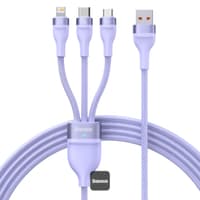 Baseus Flash Series Ⅱ One-for-three Fast Charging Cable USB to M+L+C 100W 1.5m Violet (CASS030005) – Bild 1