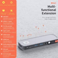 ROCK 10-in-1 USB-C hub - HDMI, VGA, RJ45, 3×USB 3.0, card reader, gray – Bild 8