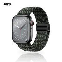 RPD Magnos Magnet Armband Nylon Geflochten für Apple Watch 44/45/46/49mm - W-Muster Schwarz/Grün – Bild 1