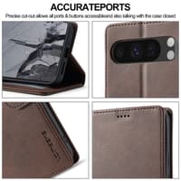 Google Pixel 9 / 9 Pro - LC.IMEEKE Wallet Etui mit 3 Kartenfächern & Magnetverschluss, braun – Bild 6