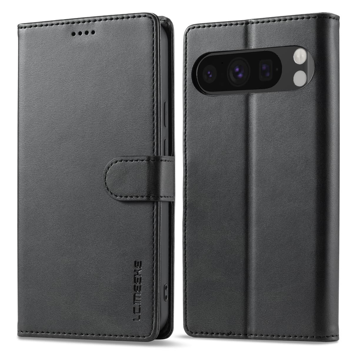Google Pixel 9 / 9 Pro - Etui portefeuille LC.IMEEKE avec 3 emplacements pour cartes & fermeture magnétique, Noir