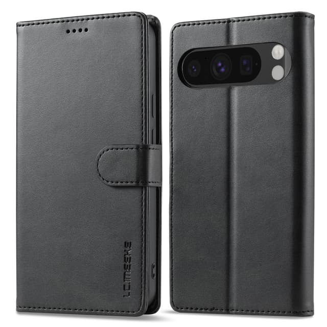 Google Pixel 9 / 9 Pro - LC.IMEEKE Wallet Etui mit 3 Kartenfächern & Magnetverschluss, Schwarz
