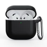 AirPods 4. Gen - Silikon Etui – Robuster Schutz mit Karabiner, Schwarz – Bild 1