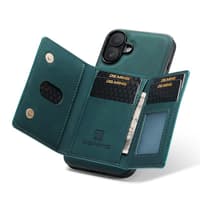 iPhone 16 - DG.MING Etui, Leder-Optik, Kartenfach & Magnetverschluss, Grün – Bild 6