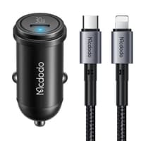 Mcdodo - 30W Fast Car Charger Kit - incl. Lightning & USB-C 1.2m cable, black – Bild 1