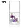 Samsung Galaxy Z Flip 7 - Case with real flowers and golden accents, purple