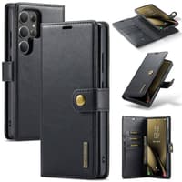 Samsung Galaxy S25 FE - DG.MING Flip Case, 3 card slots, magnetic closure, leather look, black – Bild 1