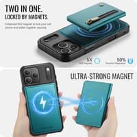 iPhone 17 Pro - Jeehood Magsafe Case, magnetic wallet and stand function, zipper, green – Bild 3