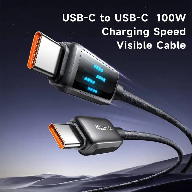 McDodo - 100W Type-C to Type-C, Charging Speed Visible Cable, 1.2m, Black – 3