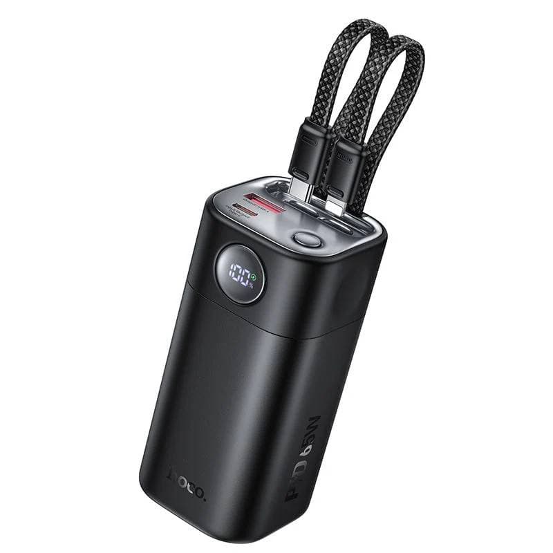 Hoco Q59 20000mAh Power Bank with 2 Cables and 65W USB-C Output, Black – 4