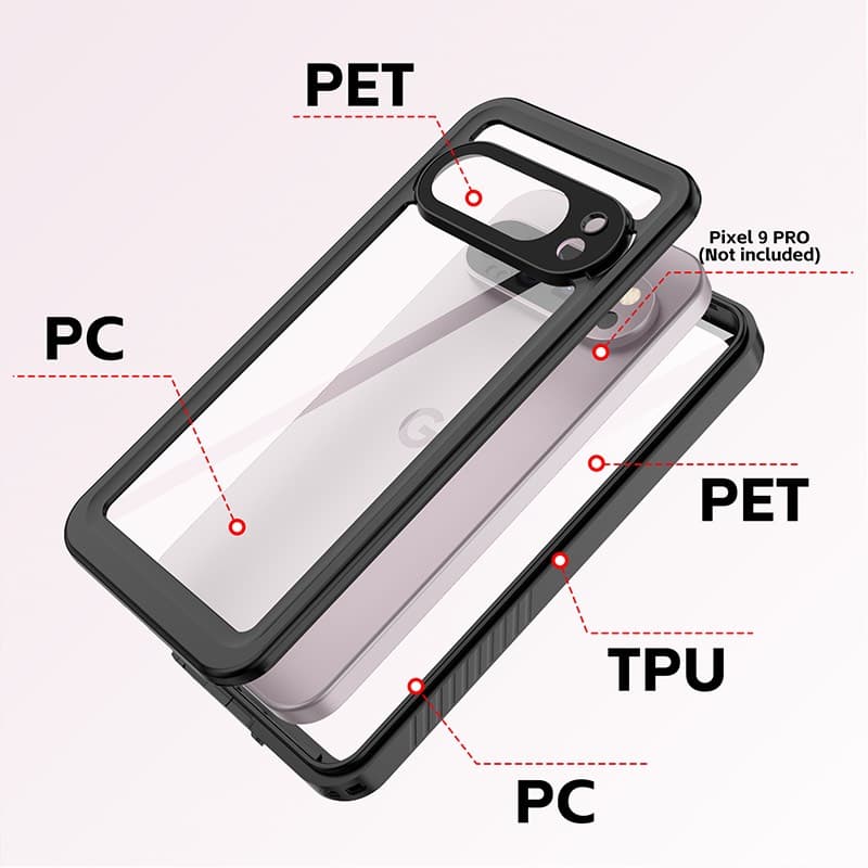 Google Pixel 9 Pro - Redpepper IP68 FS Series Wasserdichtes Outdoor Case, schwarz – 4