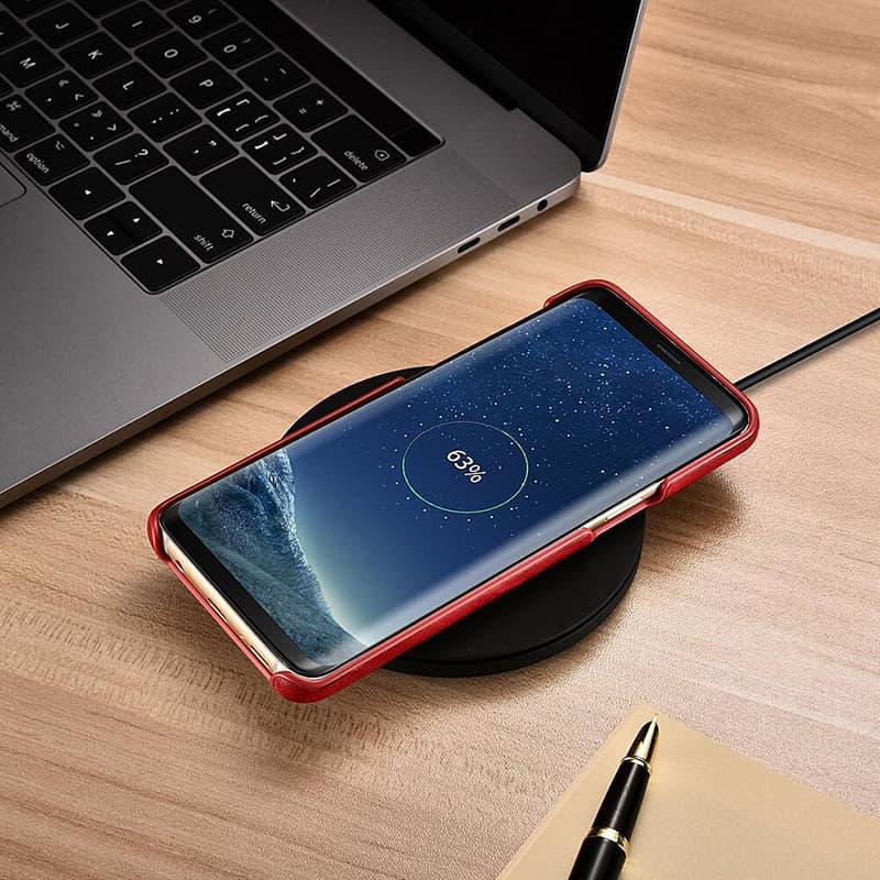 Samsung Galaxy S9 - Custodia flip staccabile iCarer 2-in-1, vera pelle, rosso – 3