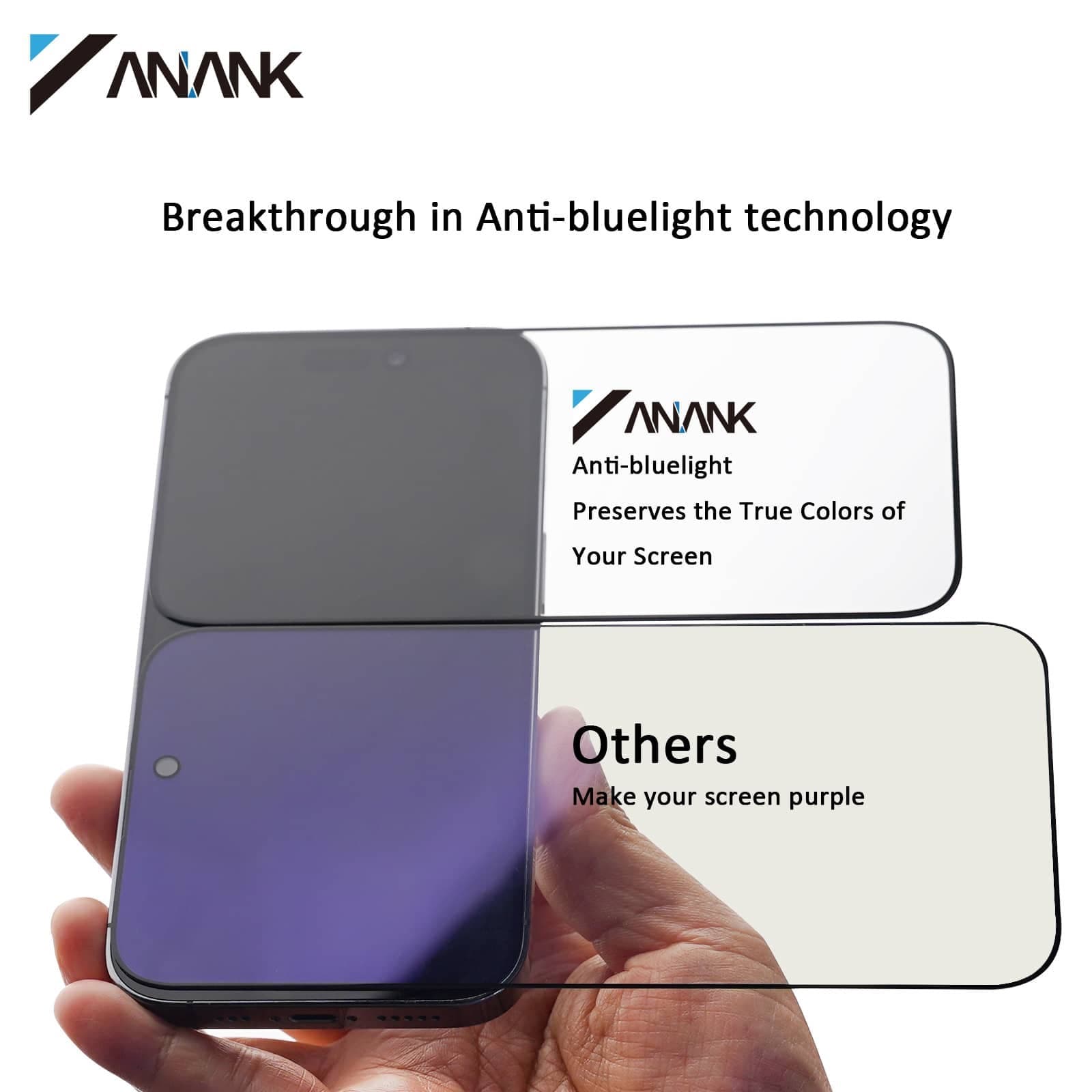 ANANK 2.5D Transparentes Anti-Blue-Light - Anti-Blaulicht 3D Panzerglas für iPhone iPhone 8/SE2/SE3 – 4