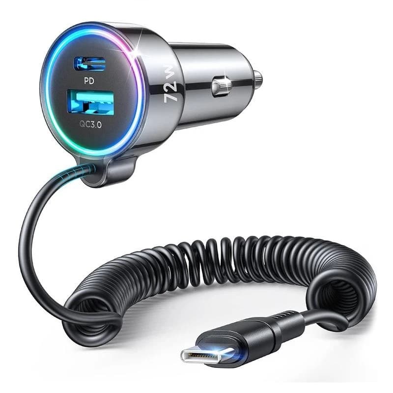 Joyroom - JR-CL07 Chargeur de voiture filaire 72W 3-en-1(Type-C), noir