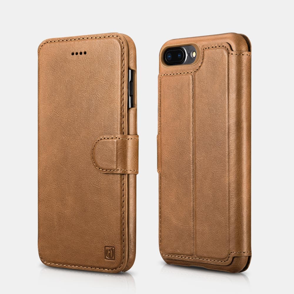 iPhone 7 Plus / 8 Plus - iCarer Echtleder Detachable 2 in 1 Mobile Phone Wallet Folio Case braun
