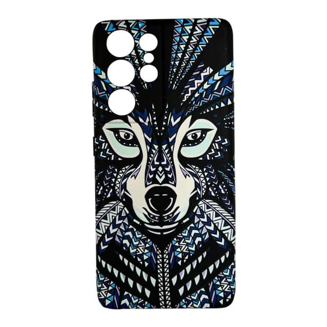 Samsung Galaxy S21 - Luxo TPU Case with Aztec Blue Fox Design, Black/Blue