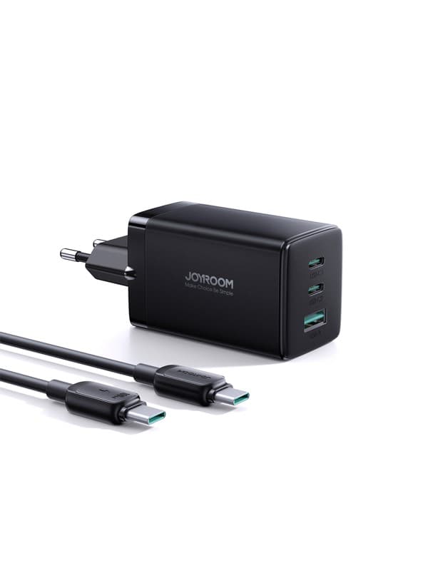 Joyroom - 65W GaN Ultra 2C1A Schnellladegerät + 100W USB-C zu USB-C Kabel (1,2m), Schwarz (EU) (TCG01)