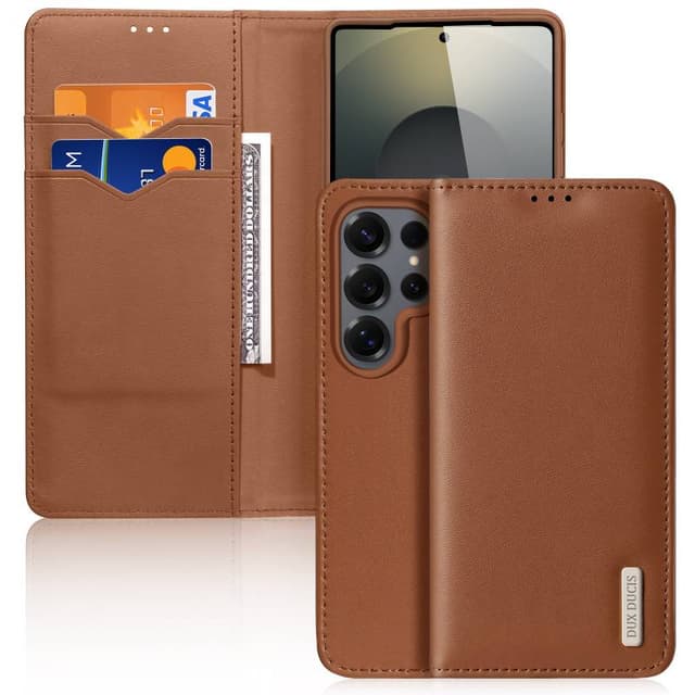 Samsung Galaxy S25 Edge- DUX Hivo Series Flip Case, brown, faux leather
