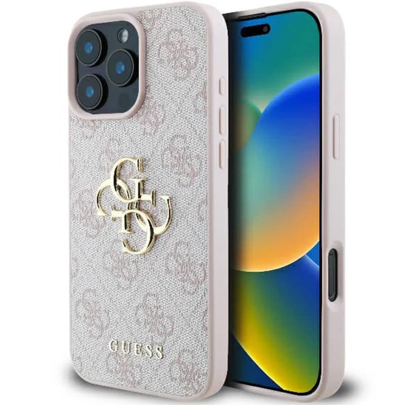 iPhone 16 Pro - Guess Metal Logo Case Pink GUHCP16L4GMGPI