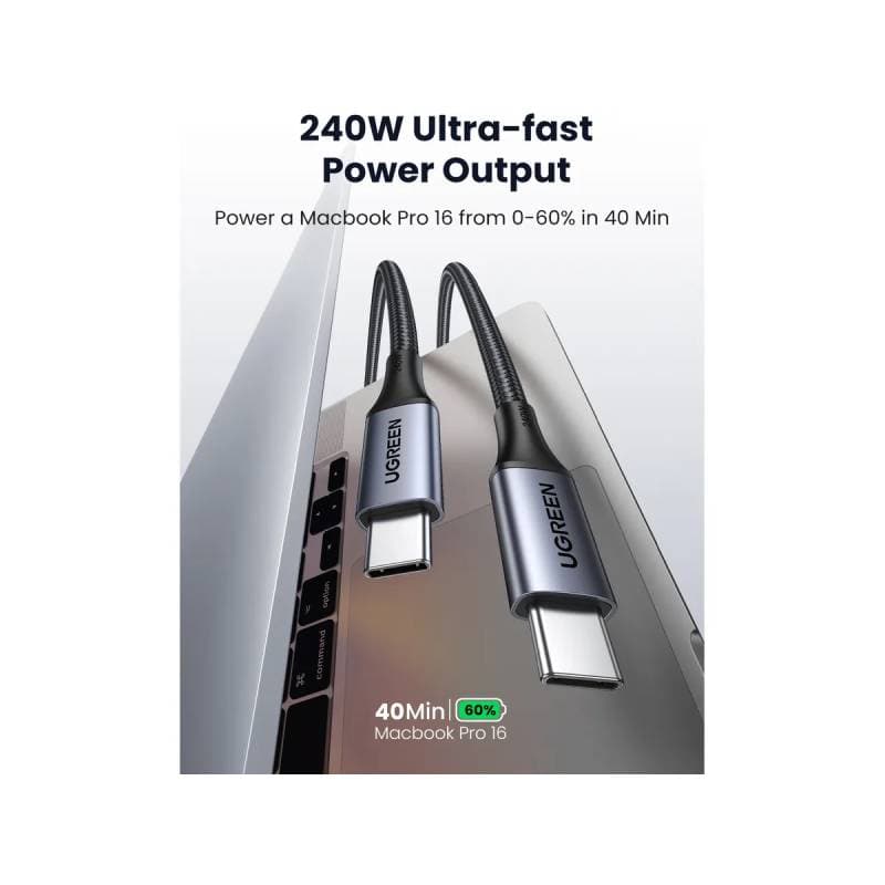 UGREEN - USB-C to USB-C 240W Fast Charging Gewobenes Kabel, US535 2m, Space Gray – 4