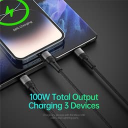 DUZZONA - 3-in-1 USB-C, 1.3m, Schwarz - Lightning, Micro USB, Typ-C Adapter, 100W Schnellladung – Bild 2