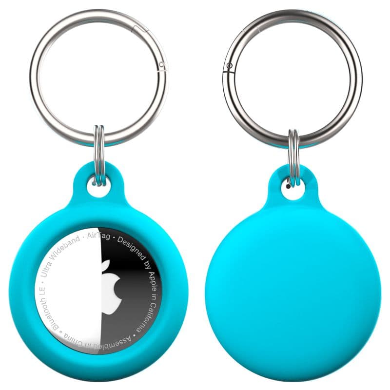 Set di 2 custodie AirTag per portachiavi - Custodia in silicone iCarer, turchese (XYSK002-PK)