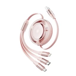 Rock L10 Honeycomb 3in1 Datenkabel – Micro-USB, USB-C, Lightning, Rosa – Bild 1