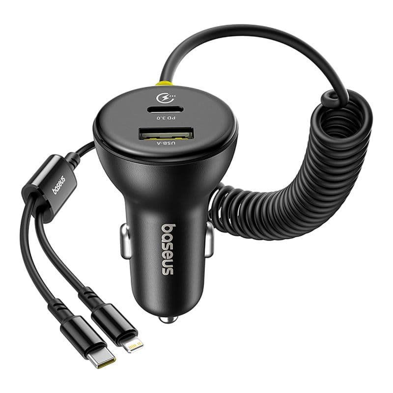 Baseus - Caricabatterie circolare per auto 60W U-C / C-L nero