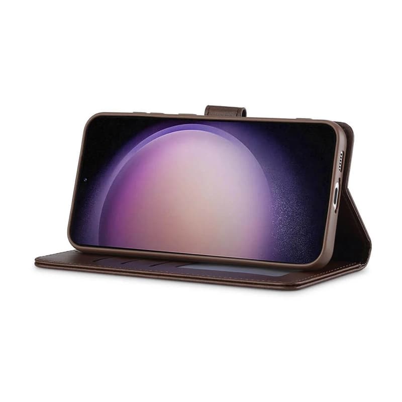 Samsung Galaxy A37 - LC.IMEEKE Wallet case with 3 card slots & magnetic closure, brown – 3