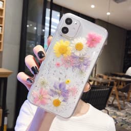 iPhone 16e/17e - Case with real flowers and silver accents, multicolored – Bild 2