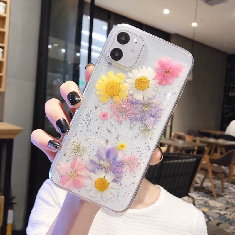 iPhone 16e/17e - Hülle mit echten Blumen und silberne Akzenten, Mehrfarbig – 2
