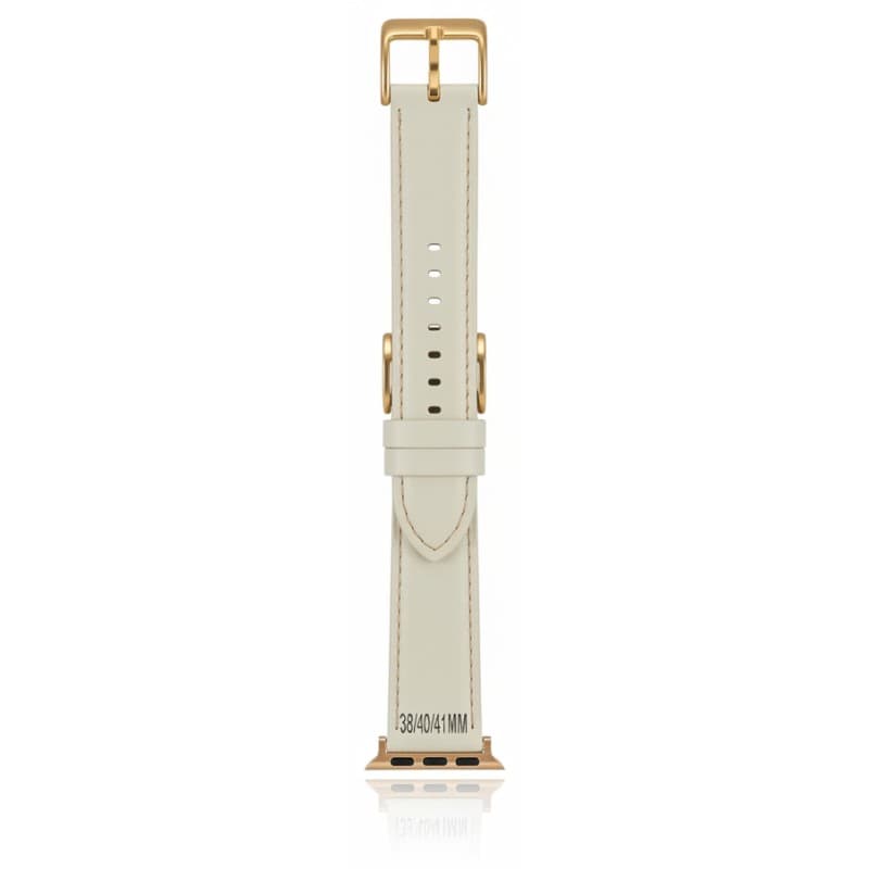 Apple Watch - Leder Armband (38/40/41mm) - Weiss mit goldener Schnalle