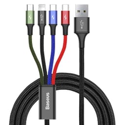 Baseus - 4-in-1 Schnellladekabel für iP+Type-C(2)+Micro, 3.5A 1.2m, Schwarz (CA1T4-B01) – Bild 1