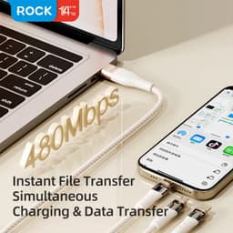 Rock - Serie Transparency - Cavo di ricarica 3-in-2 da A+C a M+L+C, 100W 1,5m, bianco – Bild 2