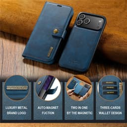 iPhone 17 Pro - DG.MING Flip Case, 3 emplacements pour cartes, fermeture magnétique, aspect cuir, rouge – Bild 8