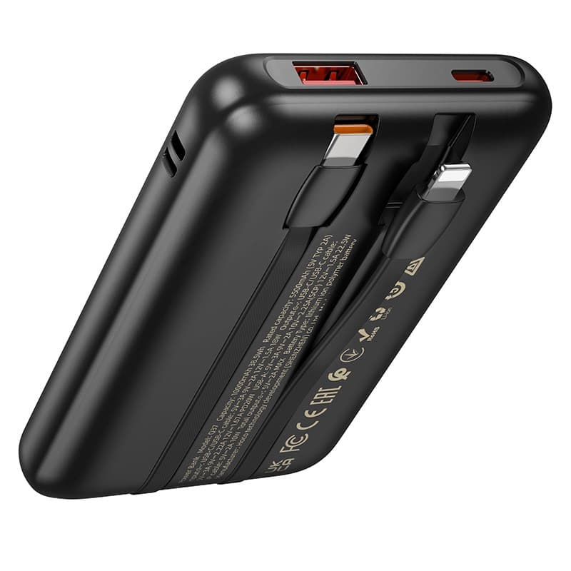 Hoco - Q37 Graceful Powerbank 10000mAh con 22,5W+PD20W e 1 cavo Lightning + 1 cavo USB-C, nero – 2
